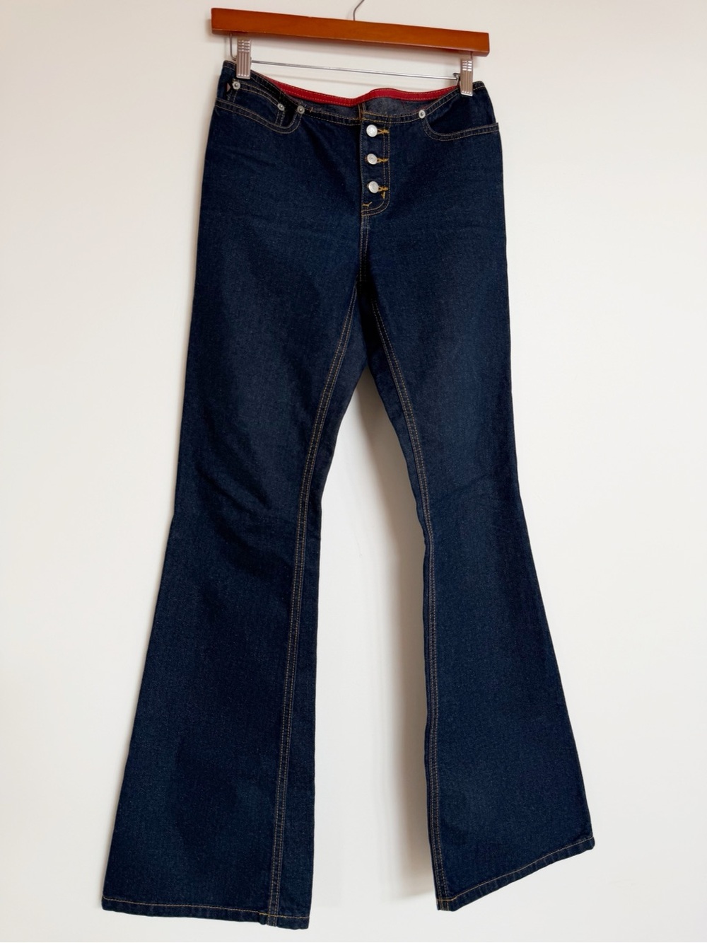 Vintage Polo by Ralph Lauren Dark Indigo Ultra Low Rise Flare Jeans Button Fly